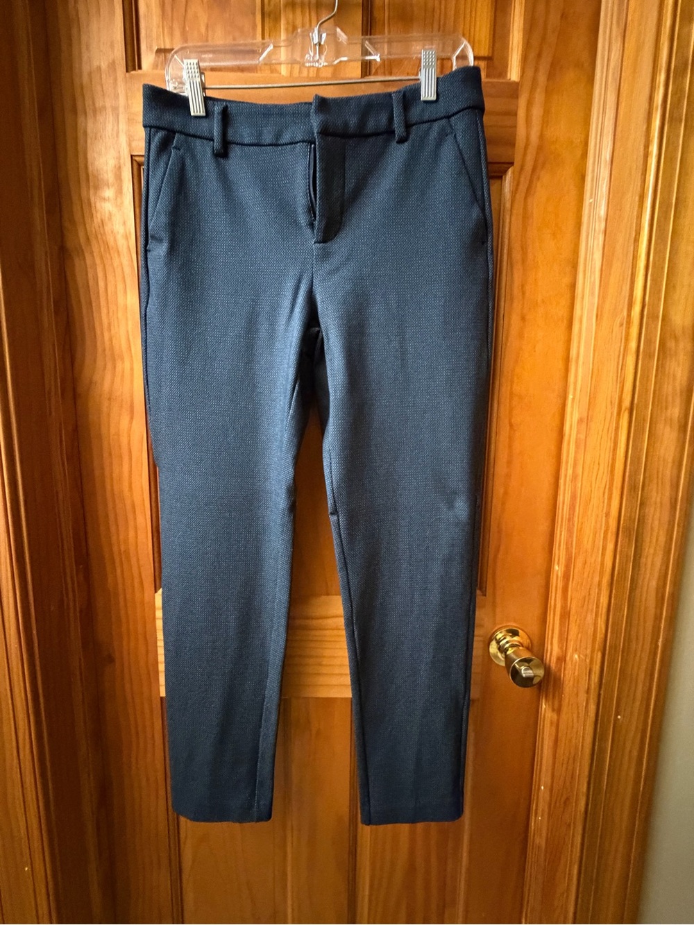 Liverpool Navy Textured Slim Pants Size 8 29 Inseam